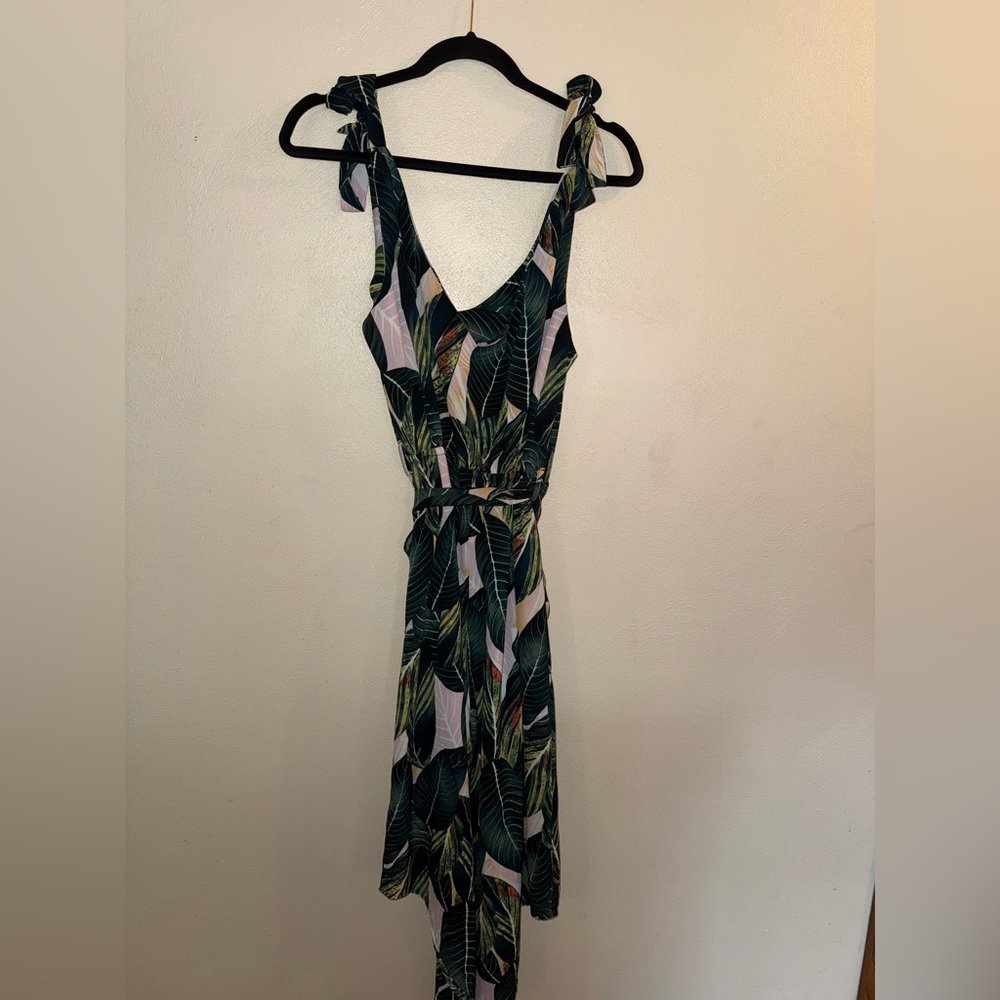Belongsci Tropical Leaf Print Romper Vacation Jumpsuit Beach - Picture 4 of 5